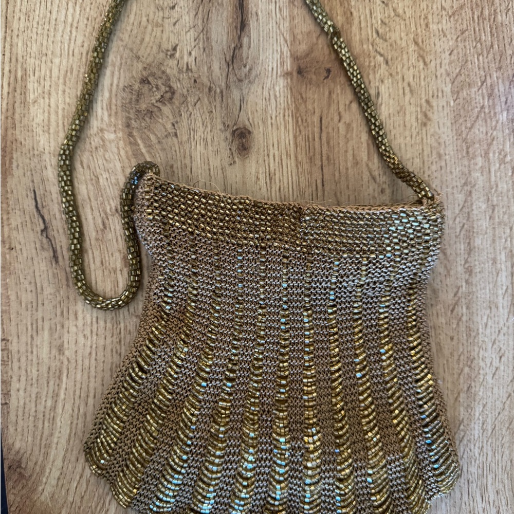 Elegant Gold Beaded Evening Bag